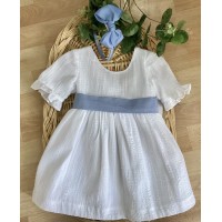 Vestido blanco  y azul ceremonia BBZ V2440P
